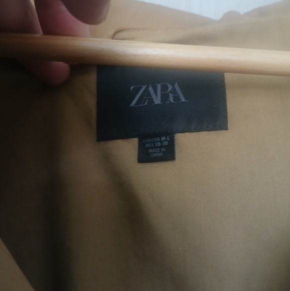 ZARA Cropped Trench Coat Belted Large - Picture 4 of 8